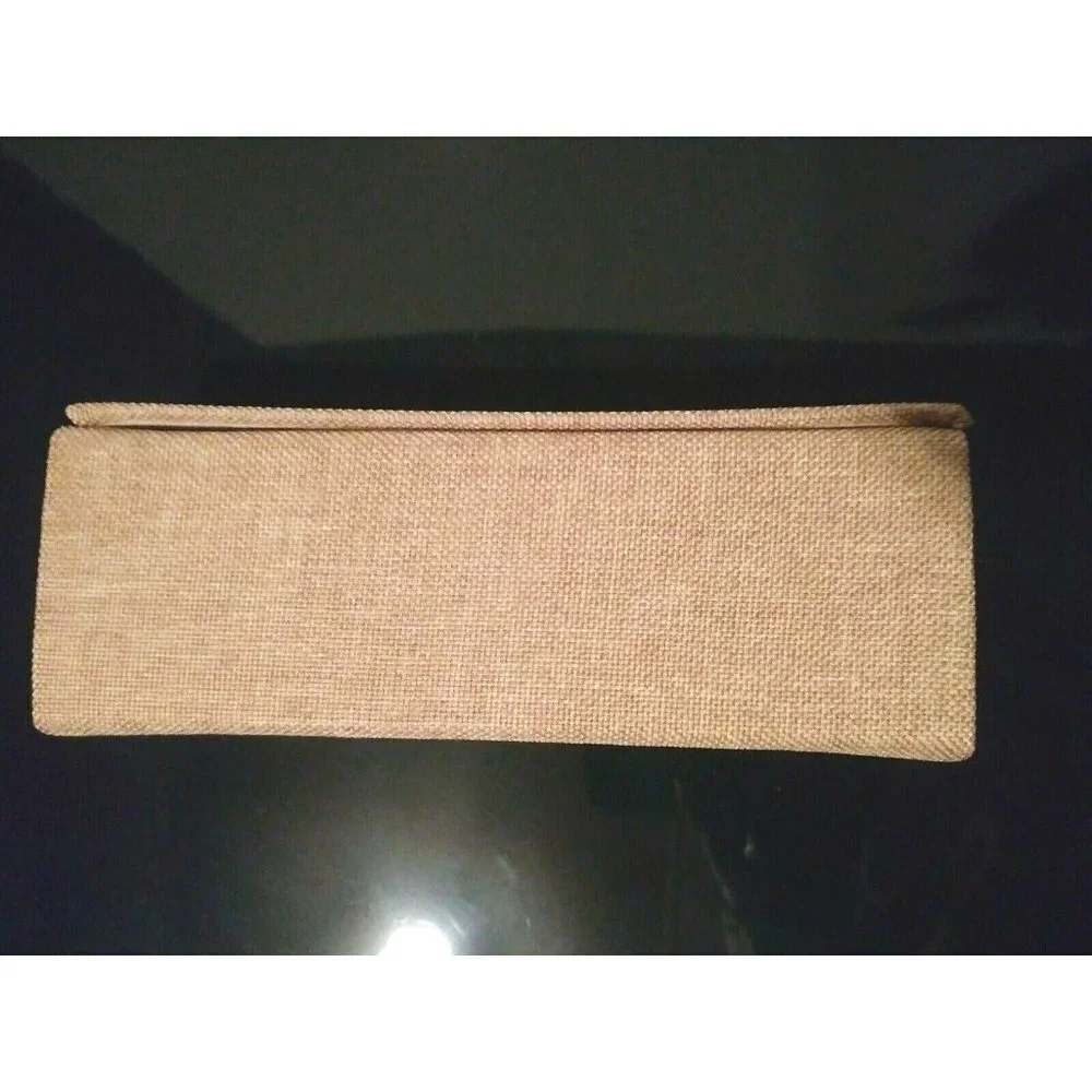 ESPRIT Eyeglass Case Khaki Beige tan Canvas Semi Hard Magnetic Snap rectangle